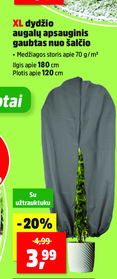 XL dydžio augalų apsauginis gaubtas nuo šalčio, 70 g