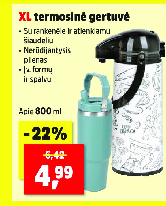 XL termosinė gertuvė, 800 ml