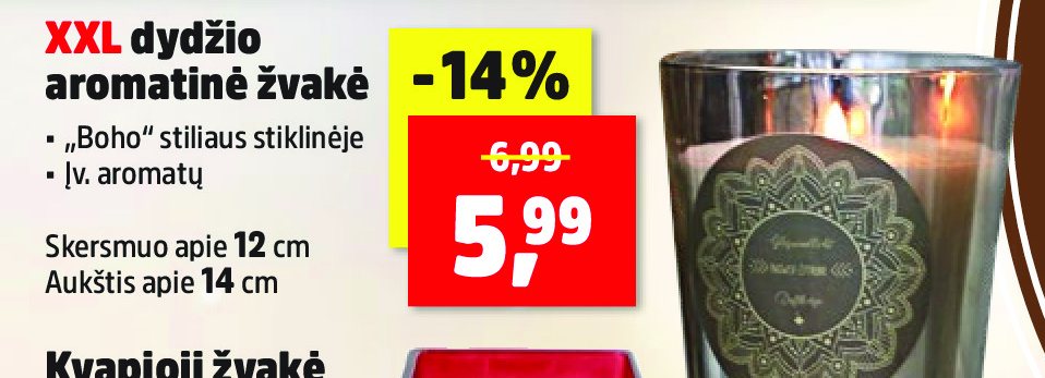 XXL dydžio aromatinė žvakė, 12 cm
