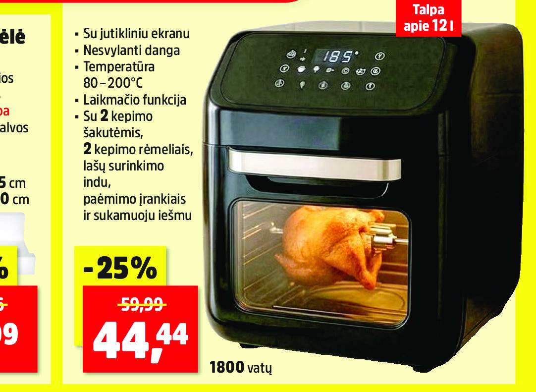 XXL dydžio karšto oro orkaitė, 12 l