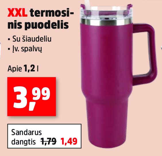 XXL termosinis puodelis, 1.2 l