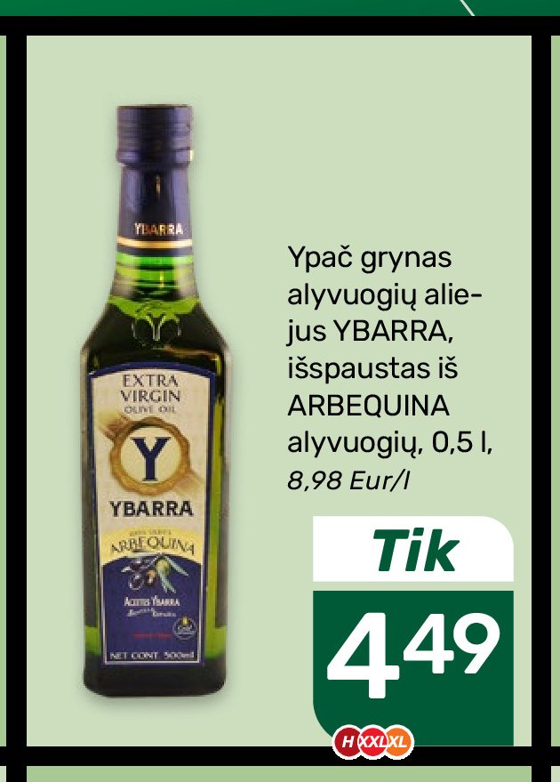 Ypač grynas alyvuogių aliejus YBARRA, 0.5 l