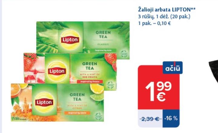 Žalioji arbata LIPTON, 1 dėž.