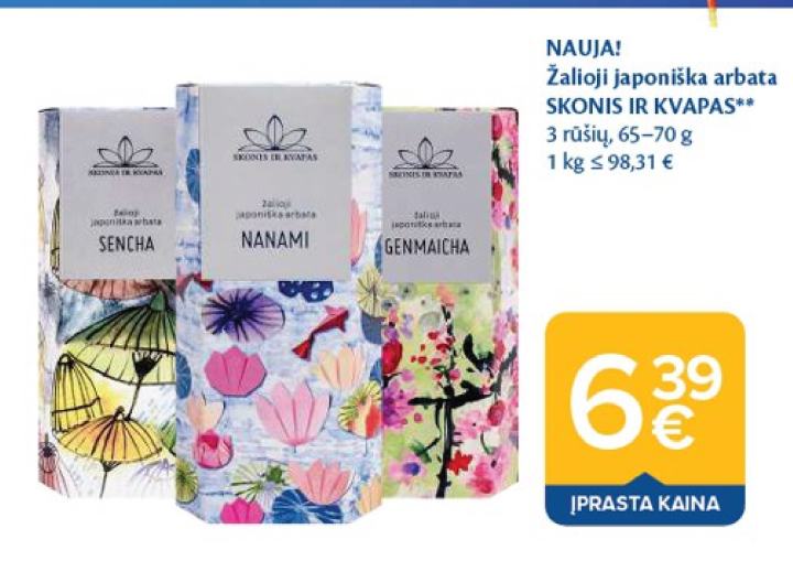 Žalioji japoniška arbata SKONIS IR KVAPAS, 70 g