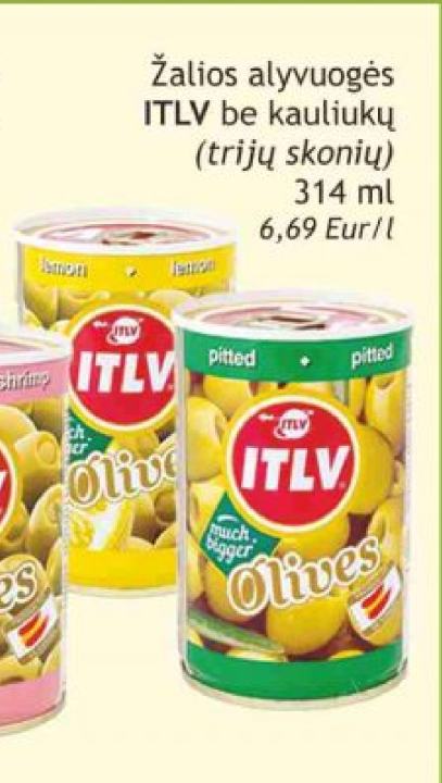 Žalios alyvuogės ITLV be kauliukų, 314 ml