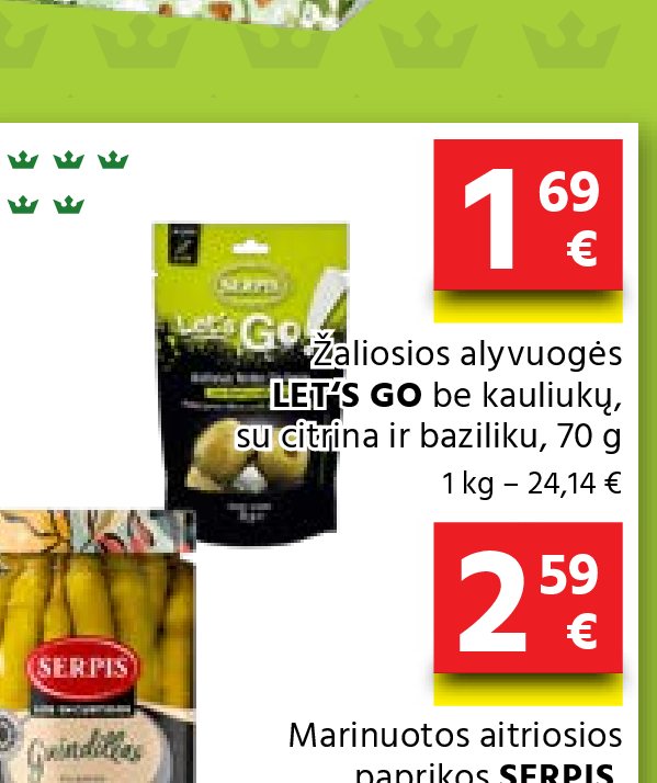 Žaliosios alyvuogės LET'S GO, 70 g