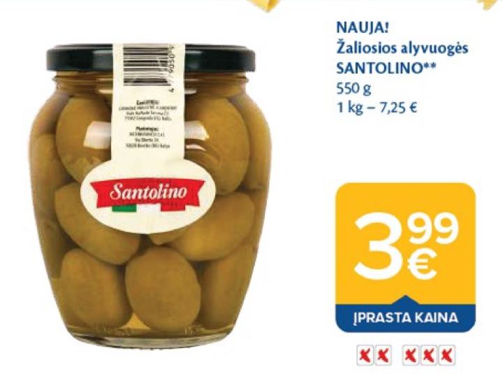 Žaliosios alyvuogės SANTOLINO, 550 g
