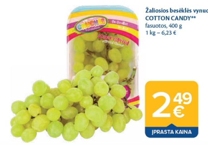 Žaliosios besėklės vynuogės COTTON CANDY, 400 g