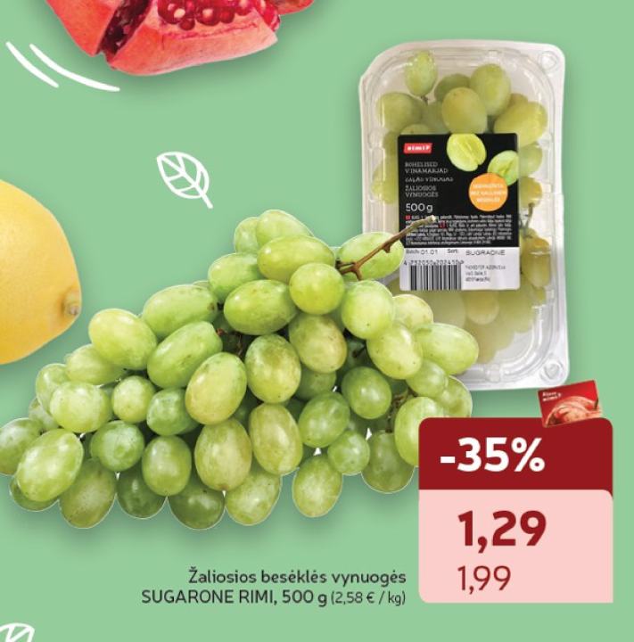 Žaliosios besėklės vynuogės SUGARONE RIMI, 500 g