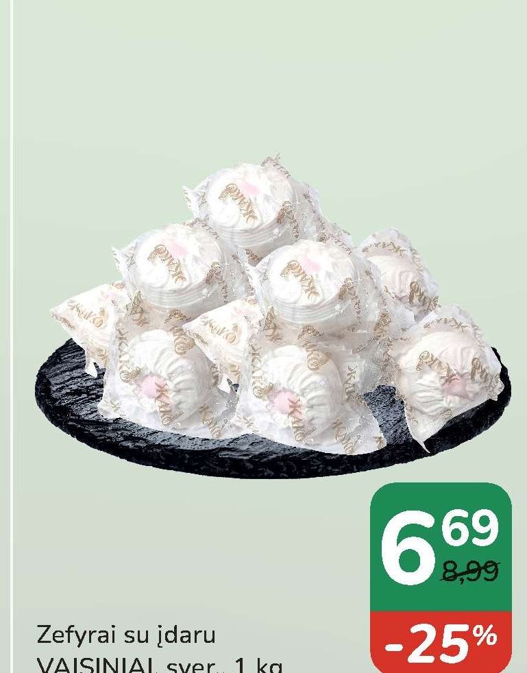 Zefyrai su įdaru VAISINIAI, 1 kg