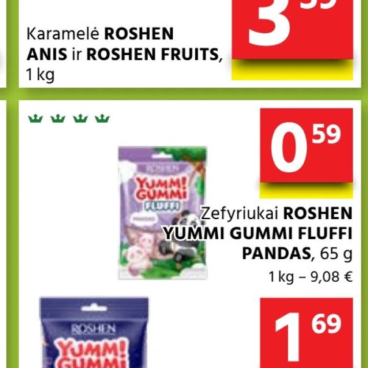 Zefyriukai ROSHEN YUMMI GUMMI FLUFFI PANDAS, 65 g