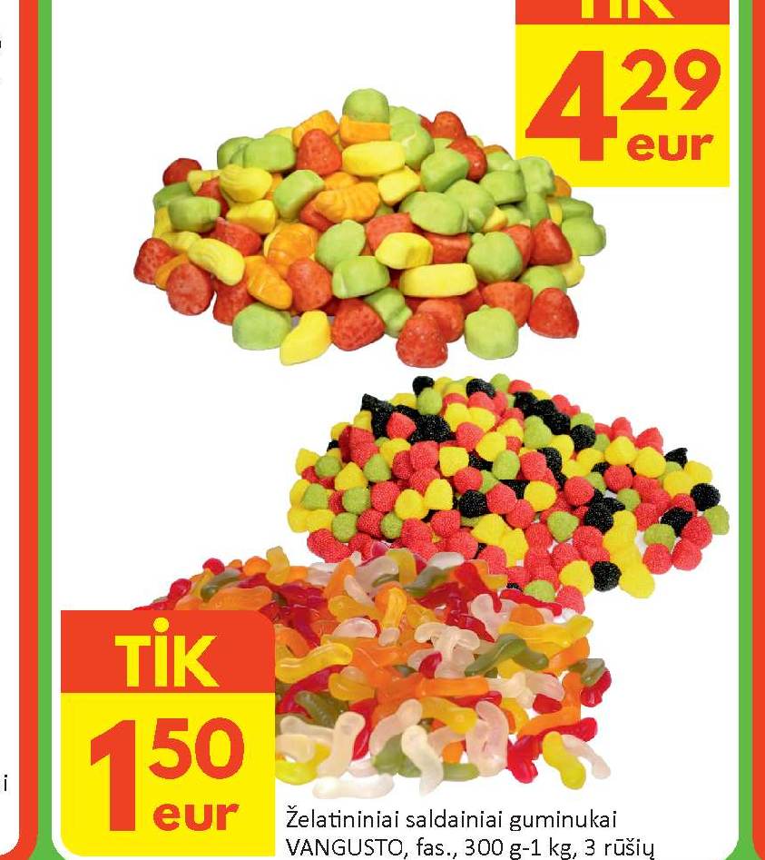 Želatininiai saldainiai guminukai VANGUSTO, 300 g-1 kg