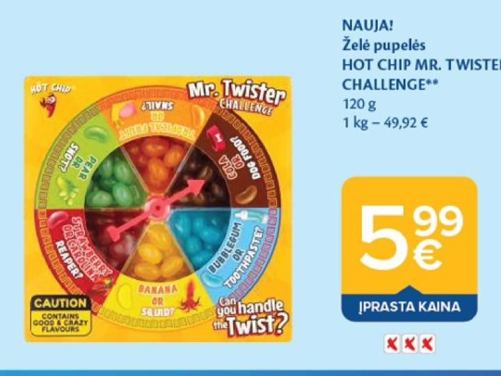 Želė pupelės HOT CHIP MR. TWISTER CHALLENGE, 120 g