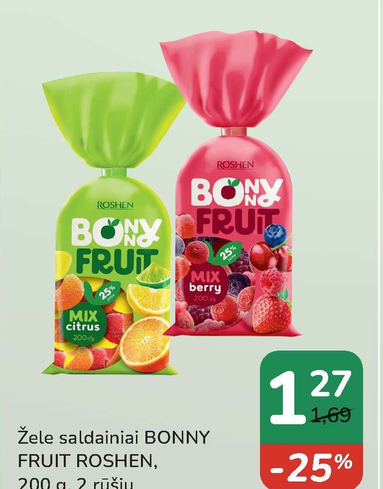 Žele saldainiai BONNY FRUIT ROSHEN, 200 g