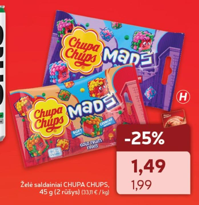 Želė saldainiai CHUPA CHUPS, 45 g