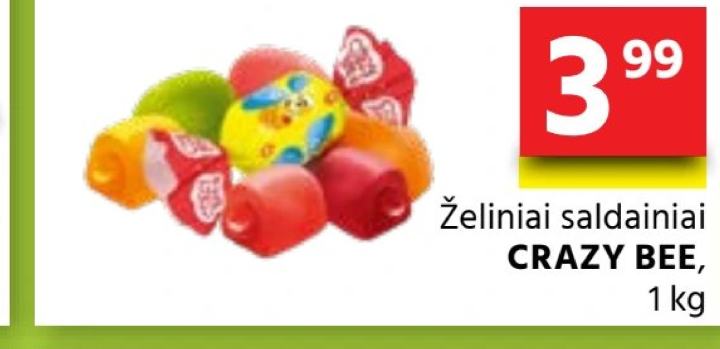 Želiniai saldainiai CRAZY BEE, 1 kg