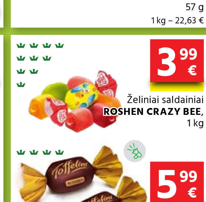 Želiniai saldainiai ROSHEN CRAZY BEE, 1 kg