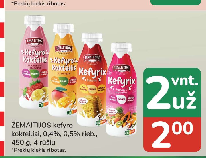 ŽEMAITIJOS kefyro kokteiliai, 450 g