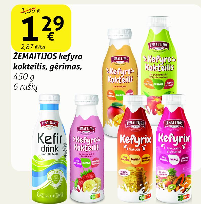 ŽEMAITIJOS kefyro kokteilis, gėrimas, 450 g