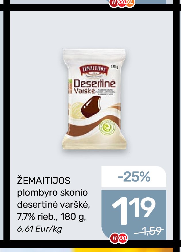 ŽEMAITIJOS plombyro skonio desertinė varškė, 180 g