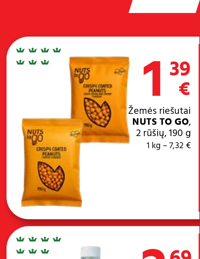Žemės riešutai NUTS TO GO, 190 g