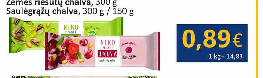 Žemės riešutų chalva NIKO PISTACHIOS / CHERRIES, 60 g