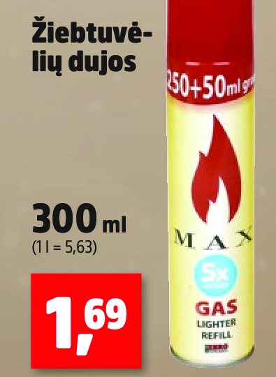Žiebtuvėlių dujos, 300 ml