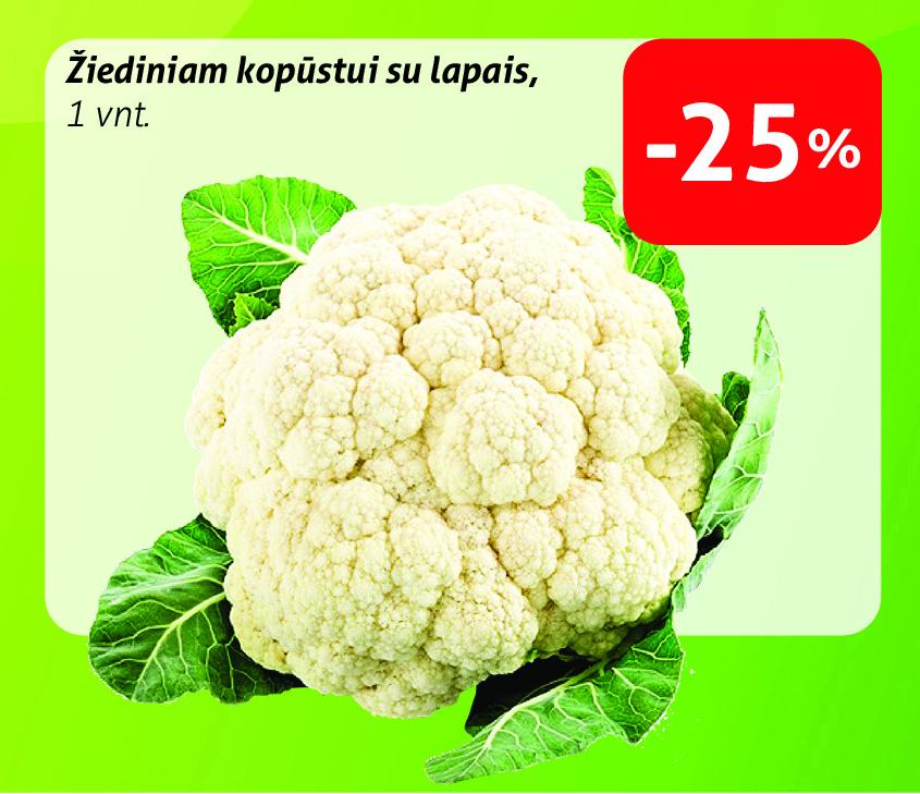 Žiediniam kopūstui su lapais, 1 vnt