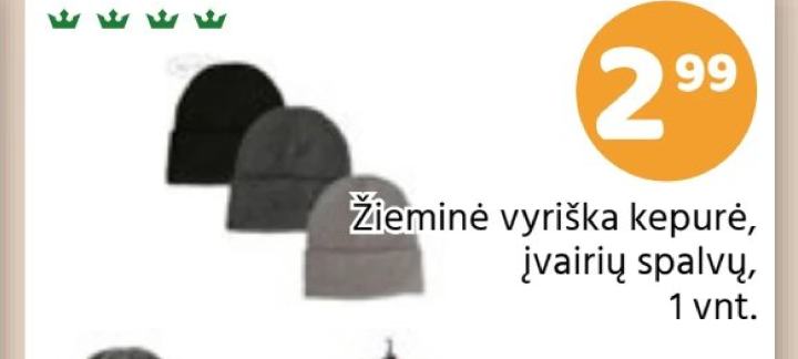 Žieminė vyriška kepurė, 1 vnt