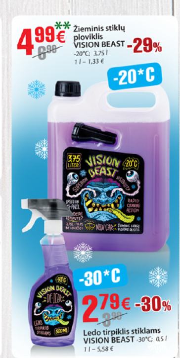 Žieminis stiklų ploviklis VISION BEAST, 3.75 l