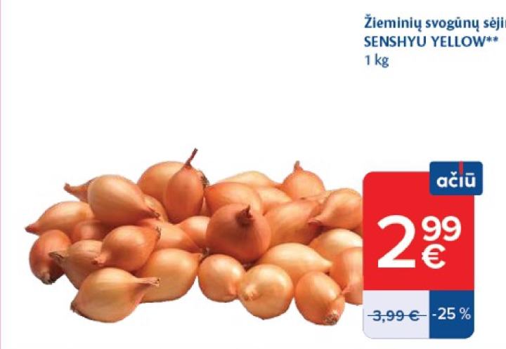 Žieminių svogūnų sėjinukai SENSHYU YELLOW, 1 kg