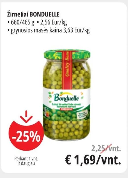 Žirneliai BONDUELLE, 465 g