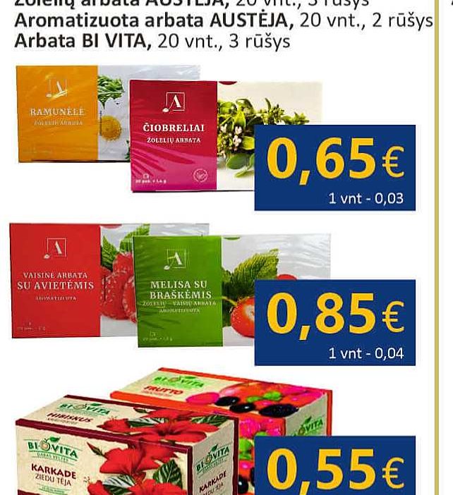 Žolelių arbata AUSTĖJA, 20 vnt