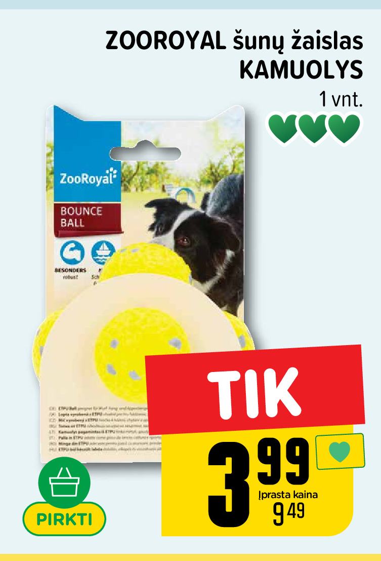 ZOOROYAL šunų žaislas KAMUOLYS, 1 vnt