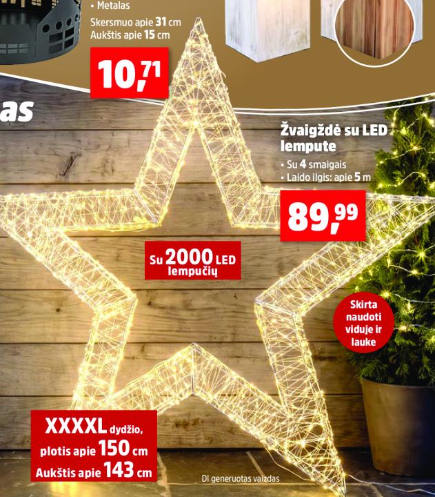 Žvaigždė su LED lempute, 150 cm
