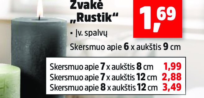 Žvakė „Rustik“, 9 cm