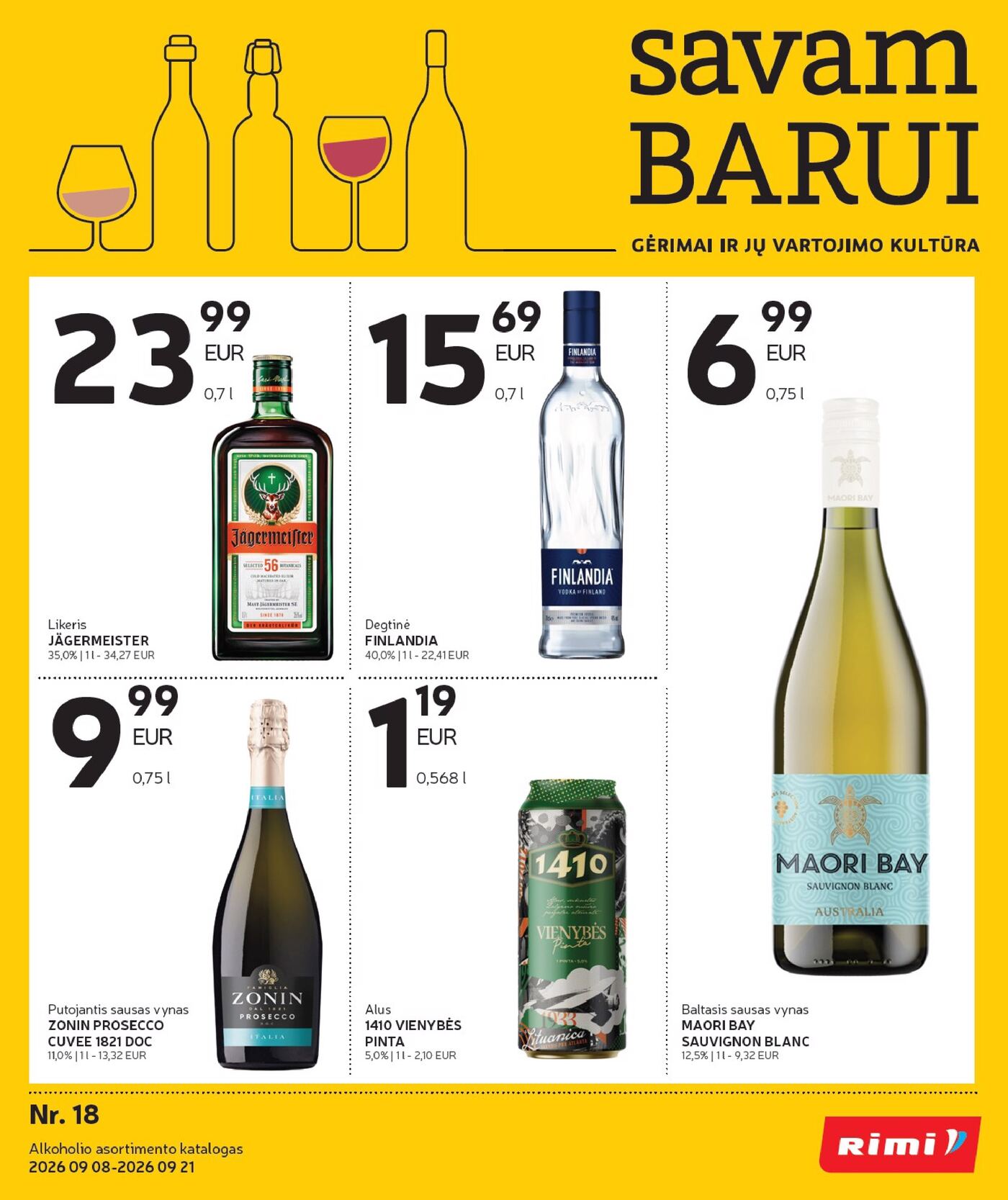 Naujas Rimi leidinys - Alkoholinių gėrimų asortimento katalogas Nr. 18 Nr.18 – 1 puslapis