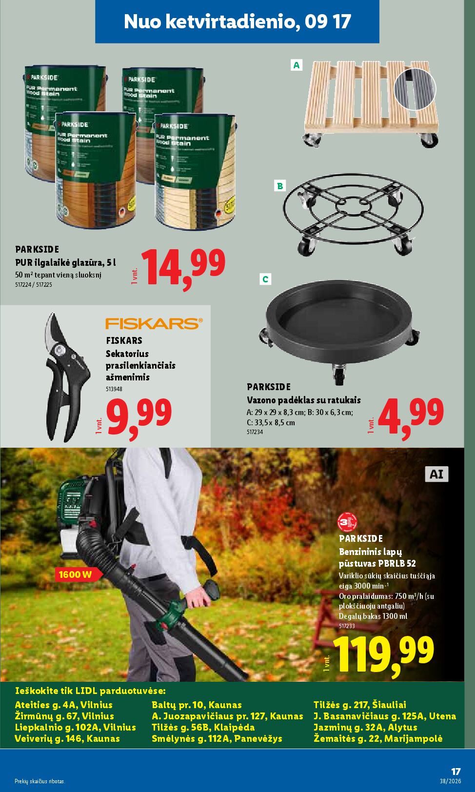 Naujas Lidl leidinys - NE MAISTO PREKIŲ PASIŪLYMAI Nr.38 – 17 puslapis
