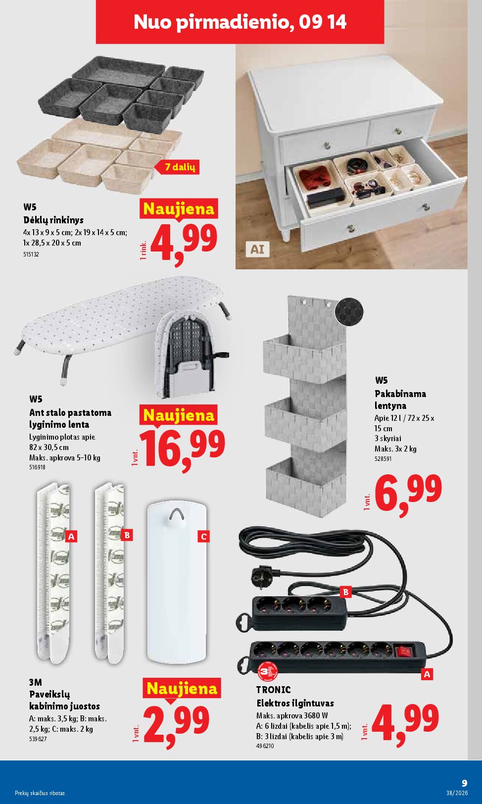 Naujas Lidl leidinys - NE MAISTO PREKIŲ PASIŪLYMAI Nr.38 – 9 puslapis
