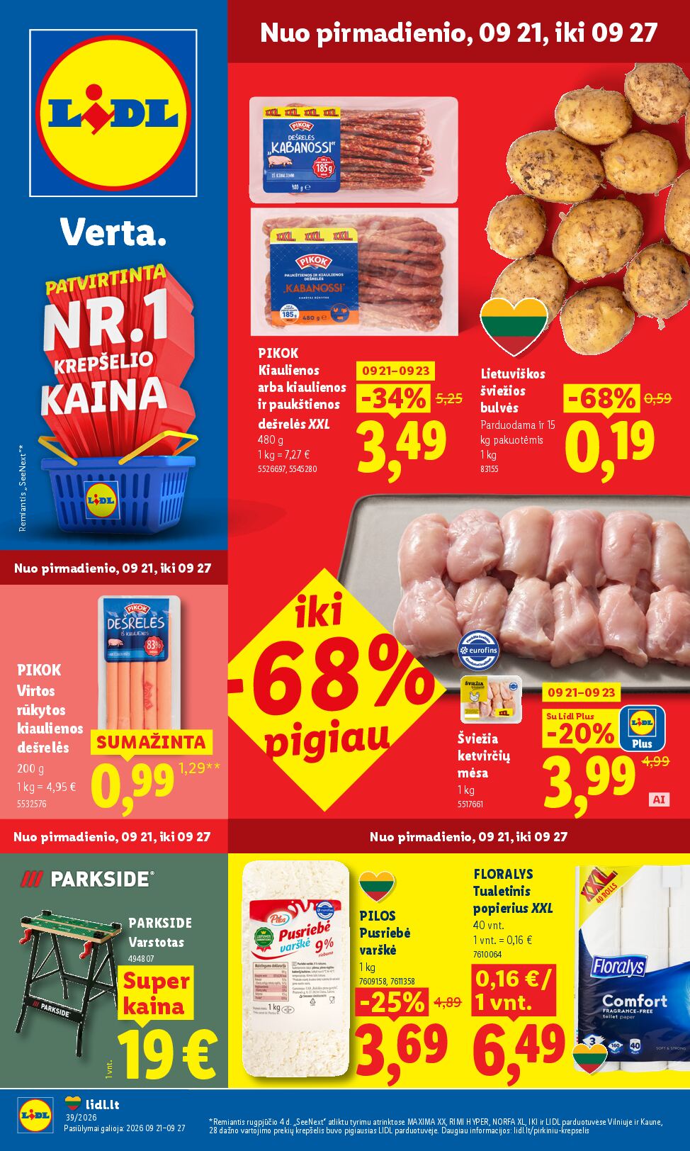 Naujas Lidl nuolaidų leidinys - MAISTO PREKIŲ PASIŪLYMAI Nr.39 – 1 puslapis