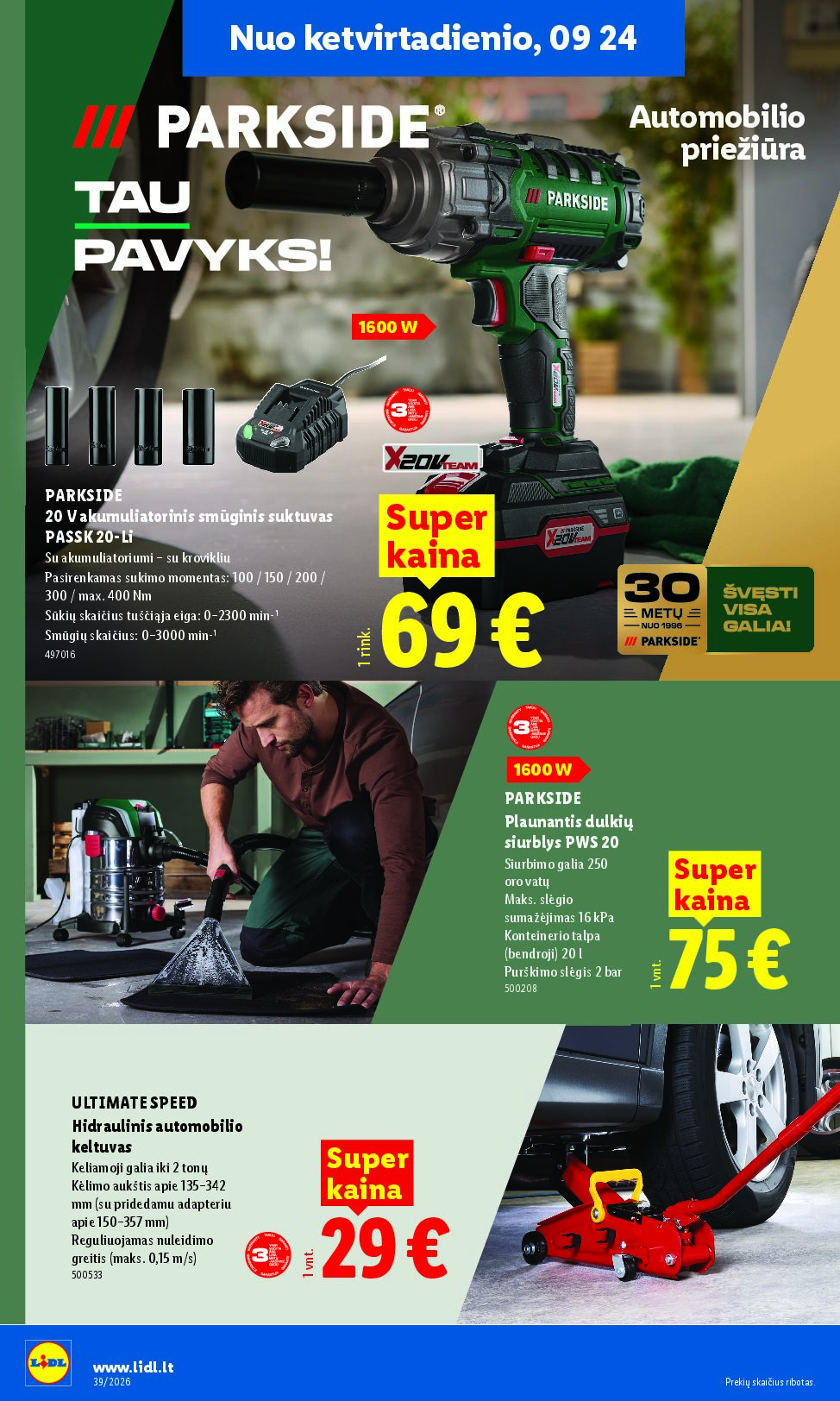 Naujas Lidl nuolaidų leidinys - NE MAISTO PREKIŲ PASIŪLYMAI Nr.39 – 10 puslapis