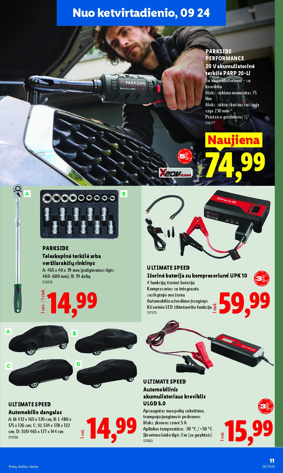 Naujas Lidl nuolaidų leidinys - NE MAISTO PREKIŲ PASIŪLYMAI Nr.39 – 11 puslapis