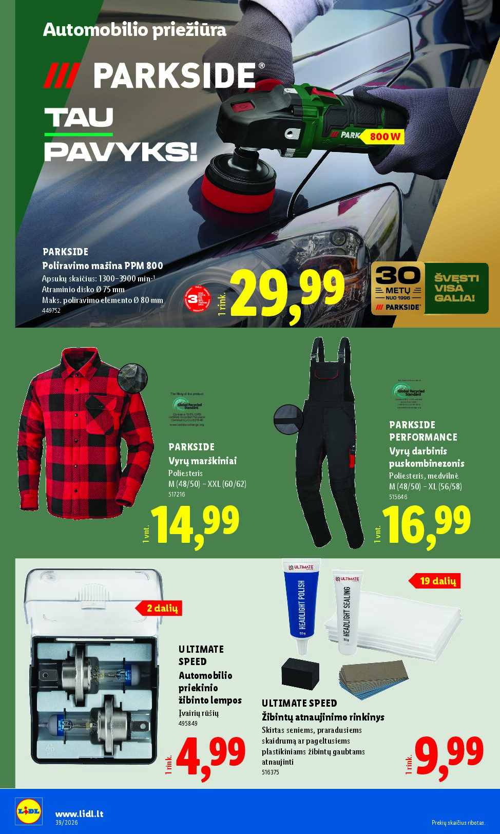 Naujas Lidl nuolaidų leidinys - NE MAISTO PREKIŲ PASIŪLYMAI Nr.39 – 14 puslapis