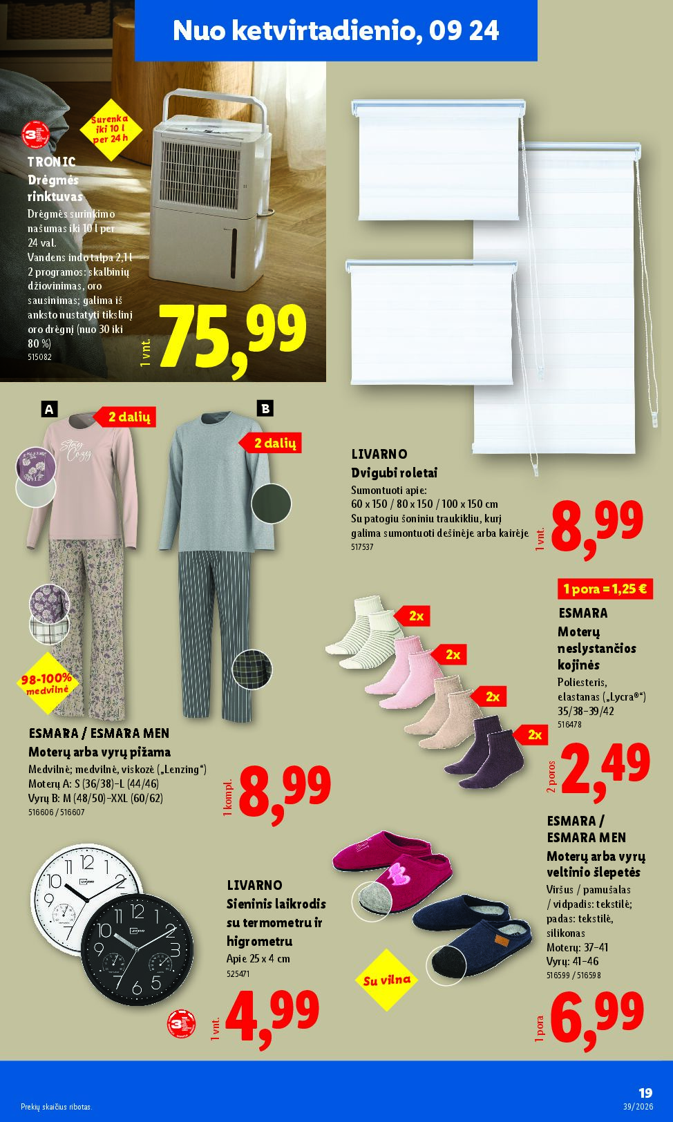 Naujas Lidl nuolaidų leidinys - NE MAISTO PREKIŲ PASIŪLYMAI Nr.39 – 19 puslapis