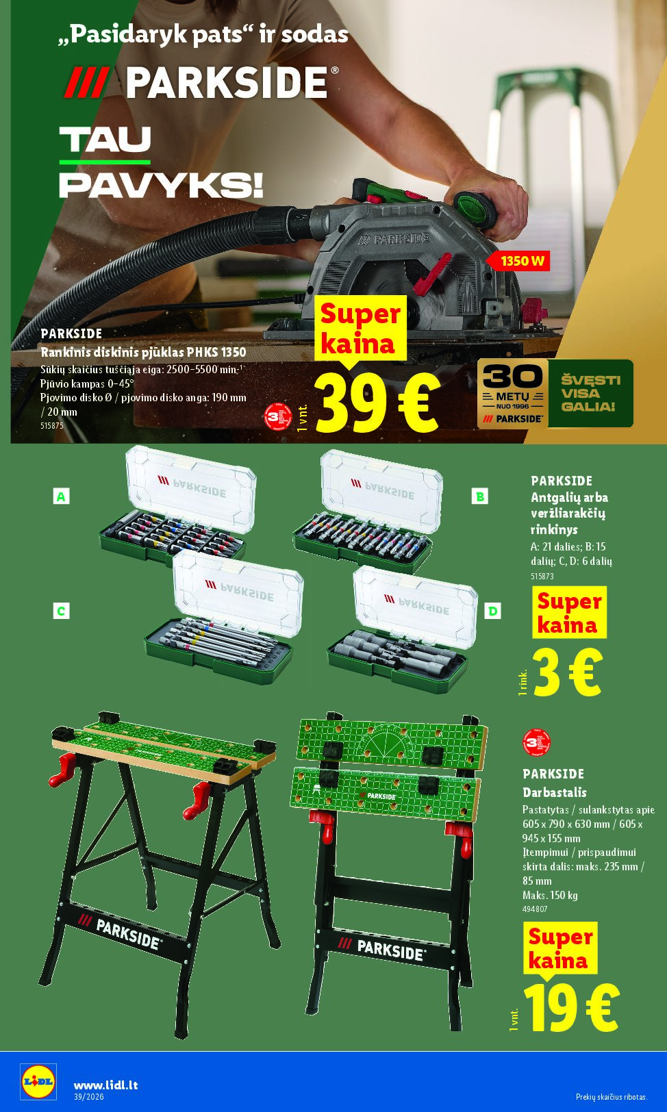 Naujas Lidl nuolaidų leidinys - NE MAISTO PREKIŲ PASIŪLYMAI Nr.39 – 2 puslapis