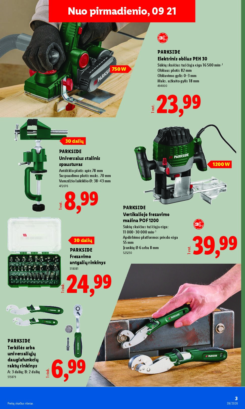 Naujas Lidl nuolaidų leidinys - NE MAISTO PREKIŲ PASIŪLYMAI Nr.39 – 3 puslapis