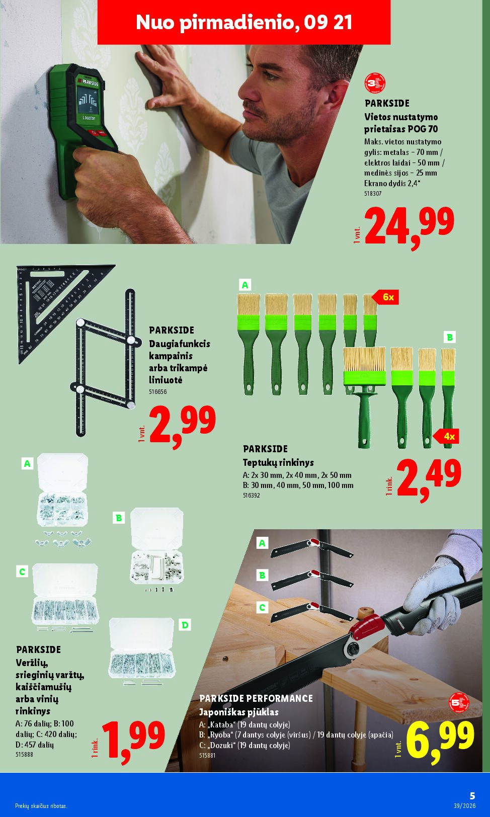 Naujas Lidl nuolaidų leidinys - NE MAISTO PREKIŲ PASIŪLYMAI Nr.39 – 5 puslapis