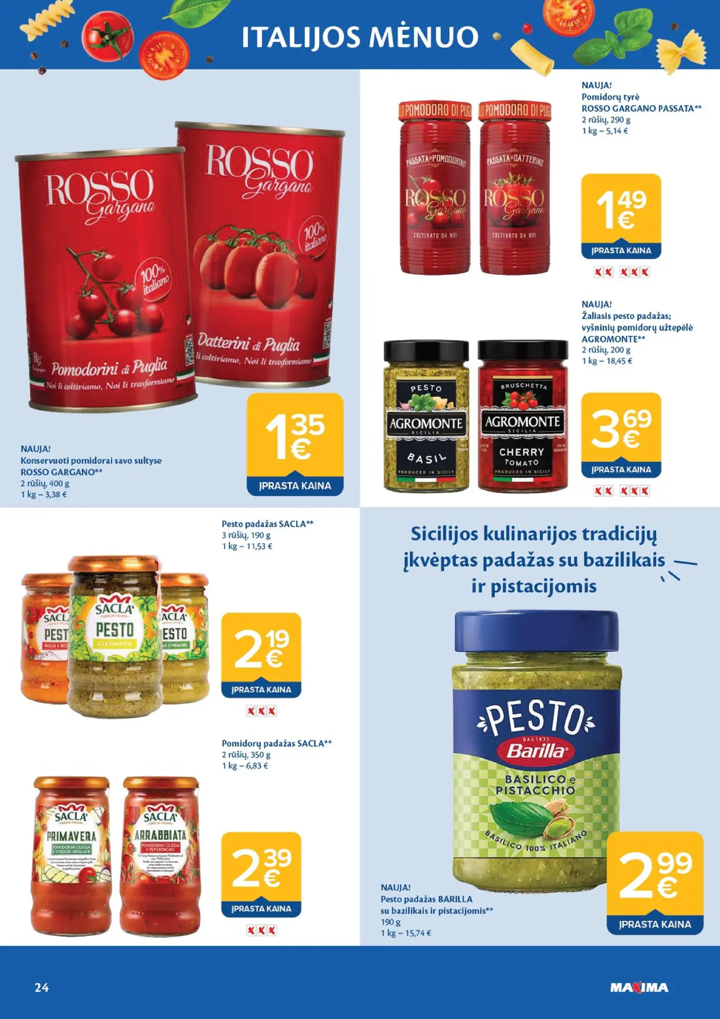 Naujas Maxima nuolaidų leidinys - ITALIJOS MĖNUO – 24 puslapis