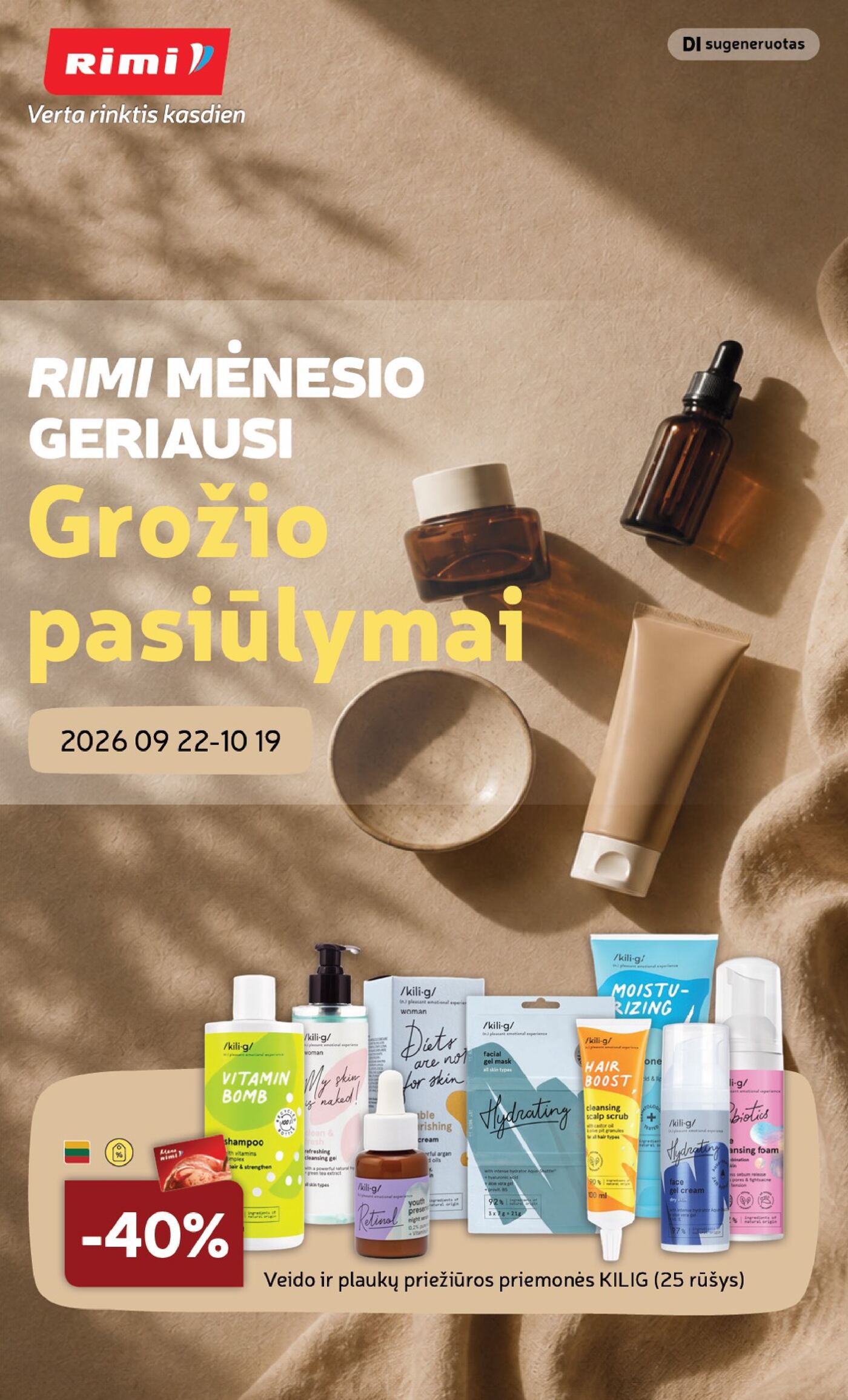 Naujas Rimi nuolaidų leidinys - GROŽIO prekių katalogas Nr. 10 – 1 puslapis