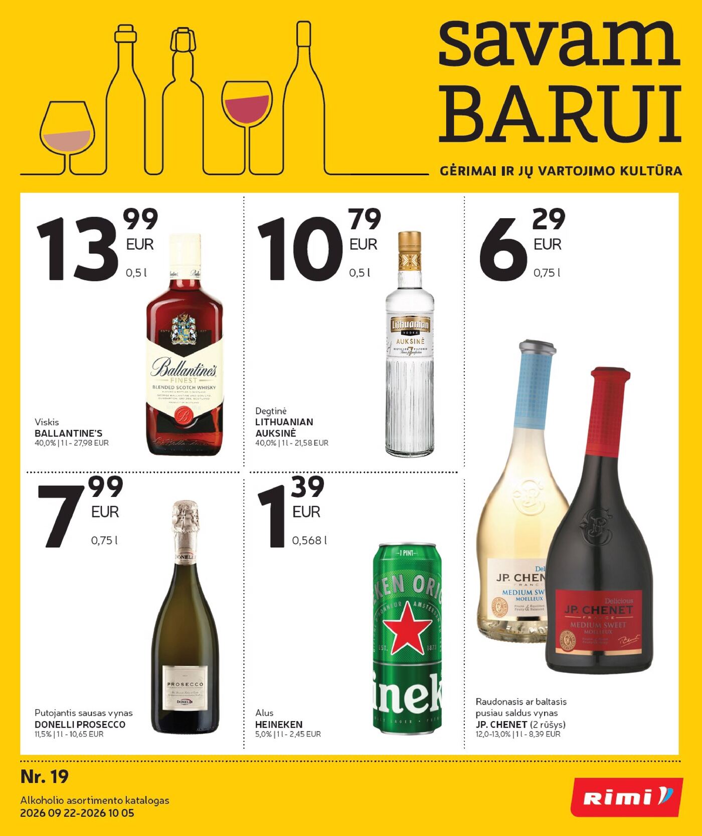 Naujas Rimi nuolaidų leidinys - Alkoholinių gėrimų asortimento katalogas Nr. 19 – 1 puslapis